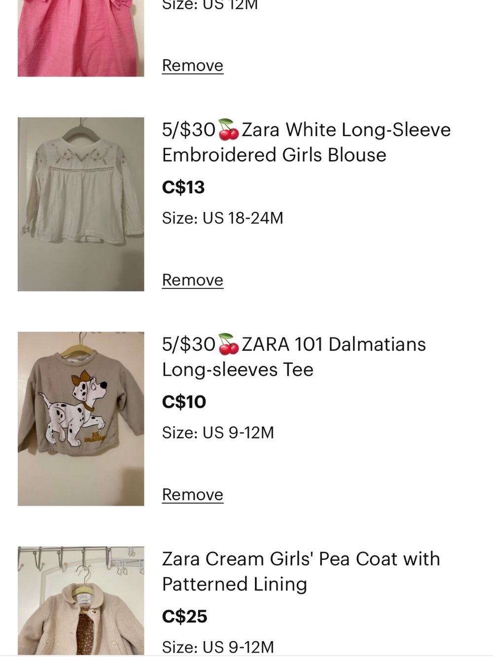 Bundle of 4 items for ttsshop